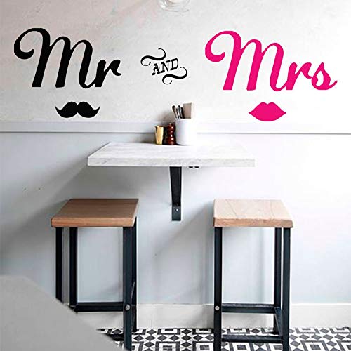 jtxqe Sr. Y Sra. Señora Romántica Sra. Dormitorio Apliques Labios Familia Decorativa De Pared Motivadora Vinilo Removible Calcomanía De Arte para Decoración De Paredes 143x42cm