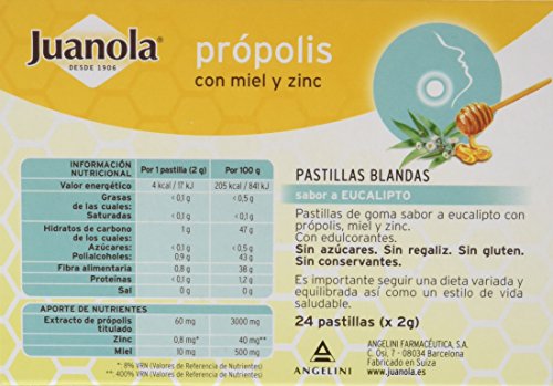 Juanola Própolis con Miel y Zinc - 24 Comprimidos