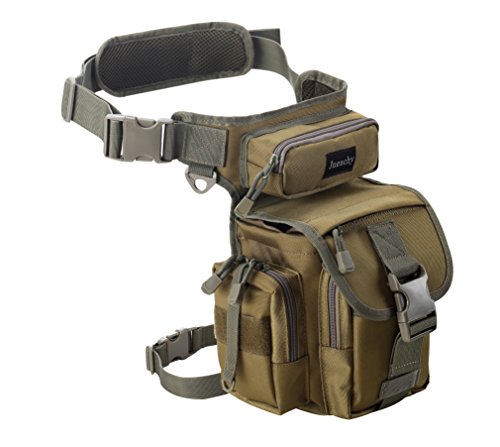 Jueachy Riñoneras de Marcha Unisex, Bolsa de Cintura Multifuncional para la Pierna táctica Militar para Pesca para Motociclismo Senderismo Camping Caza