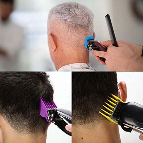 Juego de 12 Piezas Accesorios de Guía de Peines de Límite de Cortapelos Peine Guía de Corte con Cepillo y Peine para Peine Recortador de Pelo Afeitadora Eléctrica, 10 Colores, 10 Tamaños