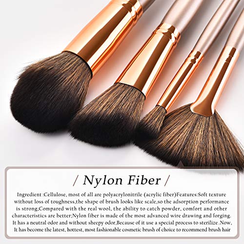 Juego de 15 brochas de maquillaje Fashion Base®, suaves y sin crueldad, sintéticas, de alta calidad, para base de maquillaje, correctores de base, polvos, colorete, difuminado, sombra de ojos