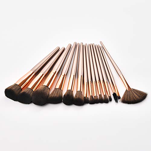 Juego de 15 brochas de maquillaje Fashion Base®, suaves y sin crueldad, sintéticas, de alta calidad, para base de maquillaje, correctores de base, polvos, colorete, difuminado, sombra de ojos