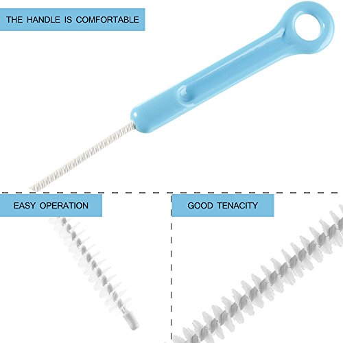 Juego de 2 cepillos de limpieza para desagües de SENHAI, 71 cm, flexibles, con 1 herramienta de drenaje, para eliminar pelos y desatascar baños y cocinas; azul y verde
