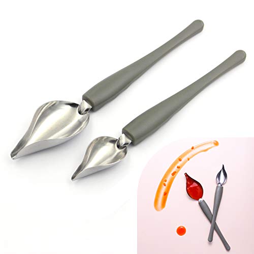 Juego de 2 cucharas de decoración de dibujo culinario de precisión profesionales, de acero inoxidable, multiusos, para cocinero, platos decorativos, tartas, postre con mango cómodo