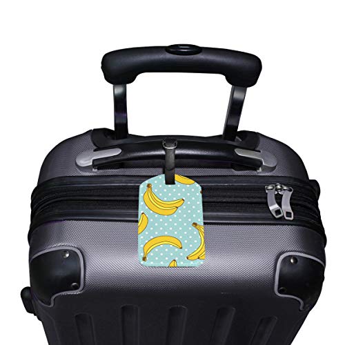 Juego de 2 etiquetas de equipaje con diseño de plátanos dulces con lunares, para maleta