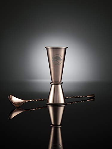 Juego de 2 vasos de ginebra con medida espiritual/jigger y cuchara de cóctel. Gran Gin Glass (560 ml) - Cobre
