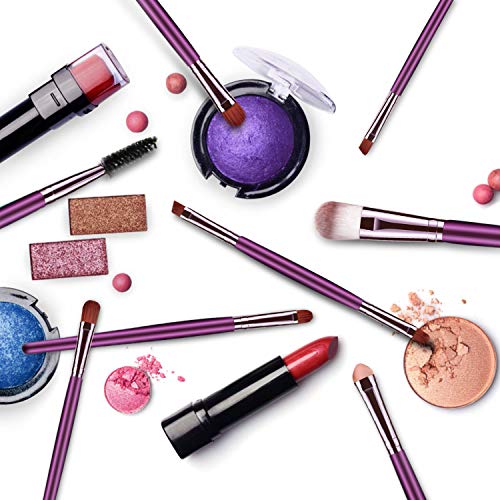 Juego de 20 brochas de maquillaje, base en polvo, sombra de ojos, delineador de ojos, brochas cosméticas para labios, kit de aseo (morado y marrón) ideal para uso profesional y diario