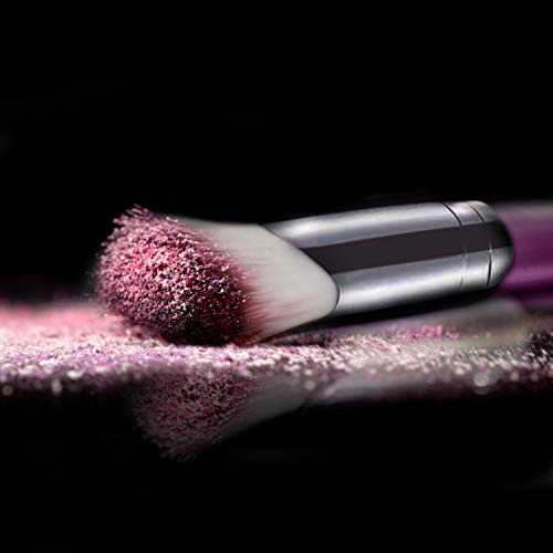 Juego de 20 brochas de maquillaje, base en polvo, sombra de ojos, delineador de ojos, brochas cosméticas para labios, kit de aseo (morado y plata) ideal para uso profesional y diario