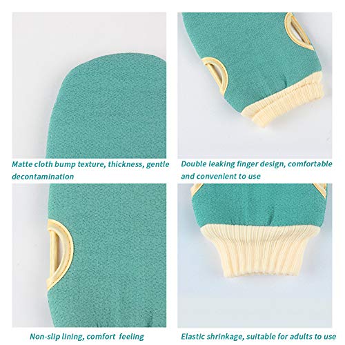 Juego de 3 cepillos exfoliantes para baño, guantes de ducha, kit de cepillo para el cuerpo de baño con guantes para eliminar la espalda y esponja de baño para hombres, mujeres, baño y spa (cian-azul)