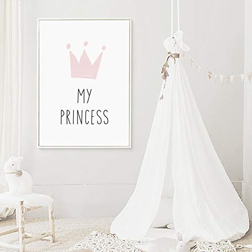 Juego de 3 Cuadros Infantiles Niña Pósteres Láminas Conejo My PRINCESS LOVE Impresiones sobre Lienzo Decoración Habitación Bebé pared Regalo Sin Marco NPTWC004-M