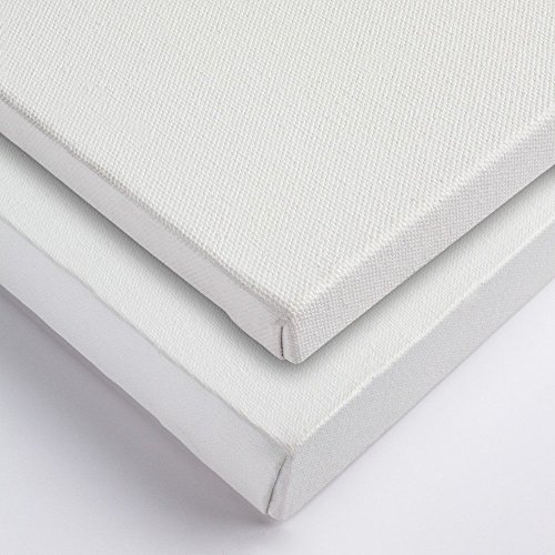 Juego de 4 lienzos blancos tensados en un cuadrado de 20 cm x 20 cm, con marcos de madera, para pintar con pinturas de aceite y acrílico y decorar