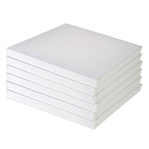 Juego de 4 lienzos blancos tensados en un cuadrado de 20 cm x 20 cm, con marcos de madera, para pintar con pinturas de aceite y acrílico y decorar