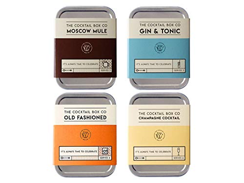 Juego de 4 piezas de cóctel – The Old Fashioned – Champagne Cocktail – Moscow Mule – Gin & Tonic – Set de regalo de cóctel premium, el combo perfecto para cualquier amante del cóctel!