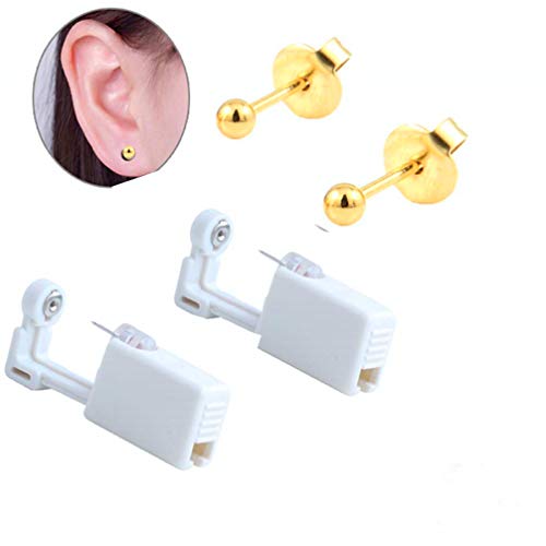 Juego de 4 pistolas para piercing de oreja, desechables, de colores propios, para oreja, nariz, sin dolor, con tachuelas
