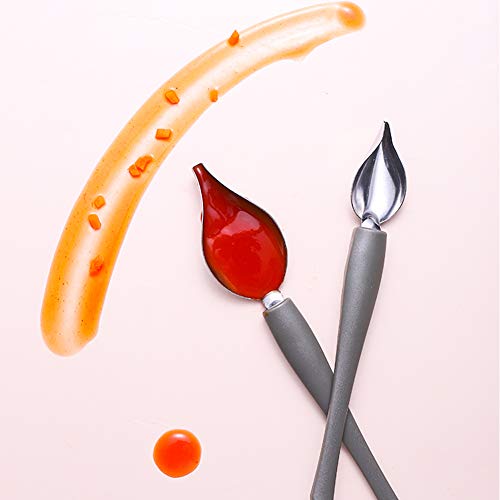 Juego de 5 cucharas de cocina de acero inoxidable con boquilla cónica y pinzas de precisión, pinzas para platos de cocina, decoración de postres, decoración de pasteles