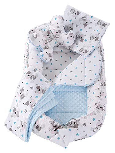 Juego de 5 piezas de nido para abrazar con nido de bebé de 90 x 50 cm extraíble inserto manta plana almohada mariposa almohada Medi Socios para bebés 100% algodón poddle dormir pod