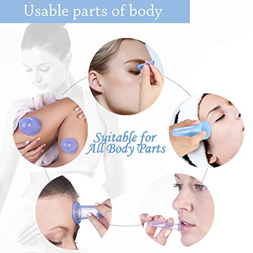 Juego de 5 ventosas de terapia para cara y ojos, juego de tazas de silicona anticelulitis, con cepillo exfoliante para liberación de fascia o alivio natural del dolor