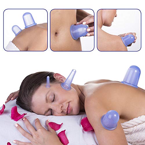 Juego de 5 ventosas de terapia para cara y ojos, juego de tazas de silicona anticelulitis, con cepillo exfoliante para liberación de fascia o alivio natural del dolor