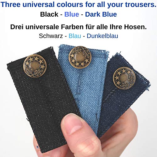 Juego de 6, Extensor de Cintura para Jeans, Pantalones, vestidos y faldas, Alargador Pantalones hasta 5 cm, Extensión de Cintura para Pantalones, Botón de extensión ajustable para Pantalones