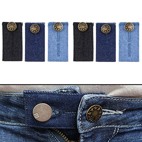 Juego de 6, Extensor de Cintura para Jeans, Pantalones, vestidos y faldas, Alargador Pantalones hasta 5 cm, Extensión de Cintura para Pantalones, Botón de extensión ajustable para Pantalones