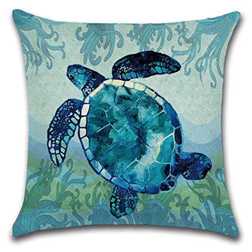 Juego de 6 fundas de almohada de lino y algodón estilo mediterráneo, funda de cojín cuadrada decorativa de 45,7 x 45,7 cm (sólo funda, sin relleno).