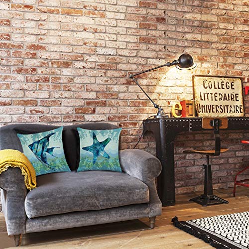 Juego de 6 fundas de almohada de lino y algodón estilo mediterráneo, funda de cojín cuadrada decorativa de 45,7 x 45,7 cm (sólo funda, sin relleno).