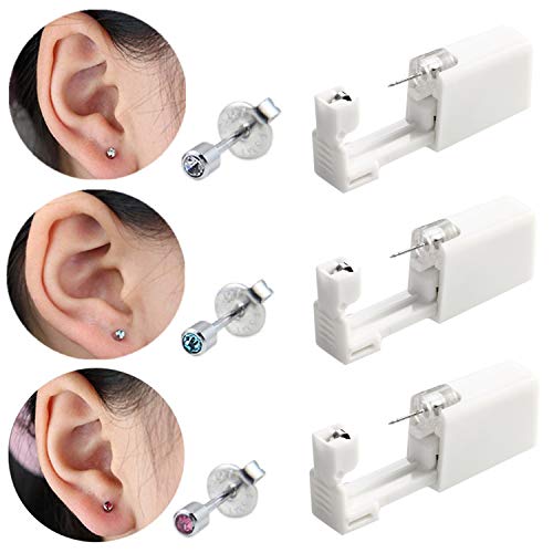 Juego de 6 herramientas para piercing de oreja sin dolor, de seguridad desechable, con espárragos