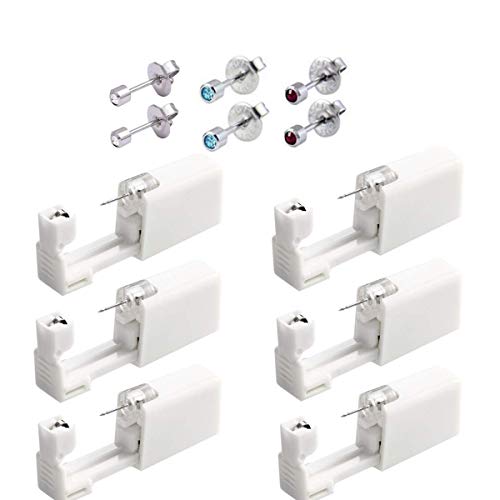 Juego de 6 herramientas para piercing de oreja sin dolor, de seguridad desechable, con espárragos