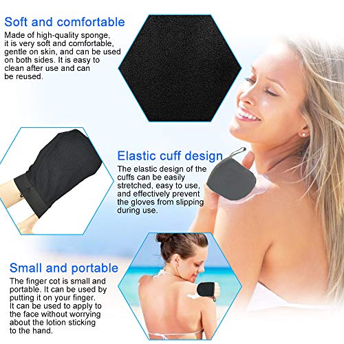 Juego de aplicador autobronceador lar 5 en 1 Juego de aplicador de bronceado con guante exfoliante, guante autobronceador, aplicador de espalda, mini guante facial, loción Tanner Spray Tan