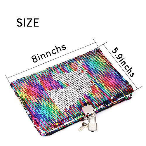 Juego de bolígrafos de gel con diseño de unicornio para cuaderno - Diario secreto con cerradura y lentejuelas reversibles, para escribir libros, festivales, regalo de cumpleaños para niña