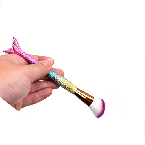 Juego de brochas de maquillaje, 10 unidades, diseño de sirena, base Kabuki, polvos, crema, delineador de ojos, sombra de ojos, colorete, corrector, color arcoíris