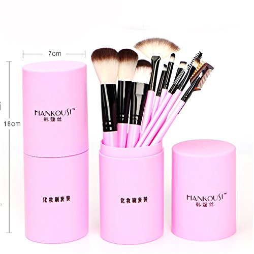 Juego de brochas profesionales de maquillaje para sombra, delineador, polvos, colorete, 12 unidades con estuche