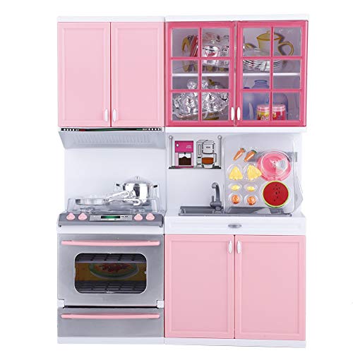 Juego de cocina de juguete, mini rosa moderno juego de cocina juego de roles juego de utensilios de cocina, divertido juego de utensilios de cocina