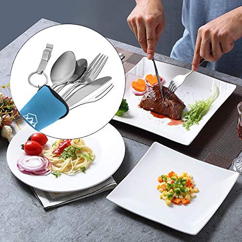 Juego de Cubiertos Acero Inoxidable para Trabajo Camping Acampada Set de Cubiertos para Llevar