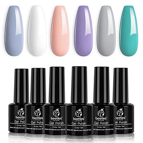 Juego de esmaltes de uñas de gel de la serie LILAC & LILLIES - 6 colores nude gris y blanco