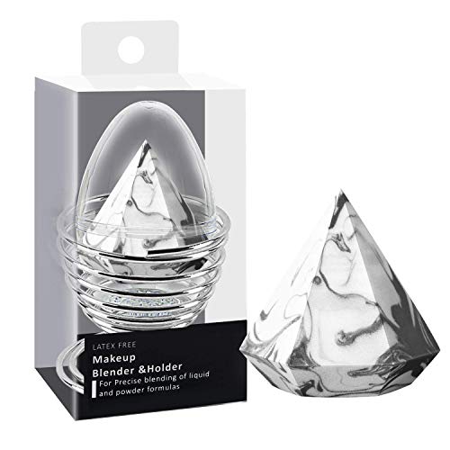 Juego de esponjas Blender maquillaje, sin látex milagroso Diamond Sponge Beauty Blender Sin fallas para bases, polvos y cremas con 1 estuche de viaje Beauty Sponge +1 Beauty Blender Stand