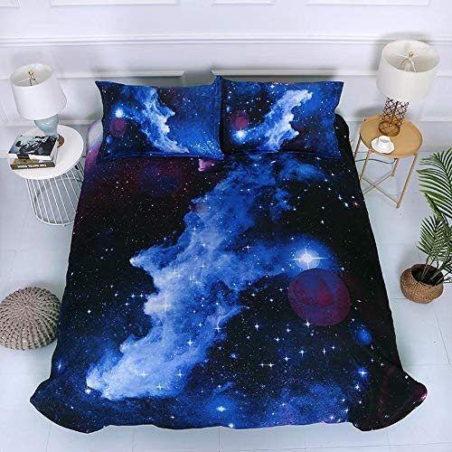 Juego de Funda de edredón para Cama de Matrimonio, con diseño de Estrellas, para niños, Adolescentes (1 Funda de edredón 2 Fundas de Almohada)