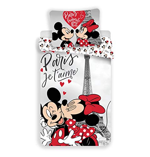 Juego de funda nórdica de Minnie y Mickey Mouse Paris Place To Be 100% algodón