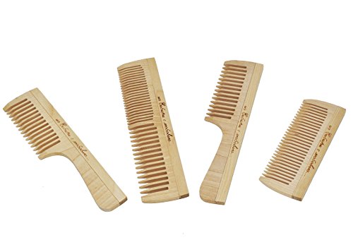 Juego de peines de madera siberianos: 1 demostrador, 1 peine doble, 1 peine pequeño y 1 peine estándar