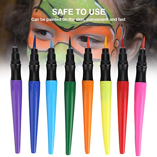Juego de pinceles de pintura 8 colores Body Painting Pen Set Arte Acuarela Pluma de dibujo, Juego de colores de pluma de cara pintada de Halloween