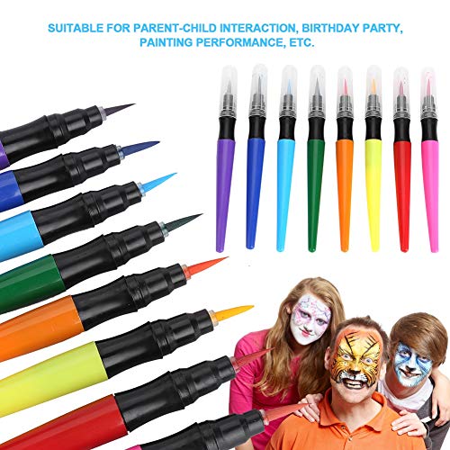 Juego de pinceles de pintura 8 colores Body Painting Pen Set Arte Acuarela Pluma de dibujo, Juego de colores de pluma de cara pintada de Halloween