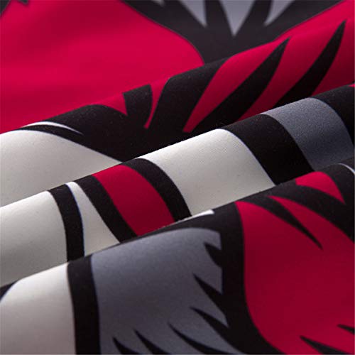 Juego de ropa de cama Sugar Skull Rojo Girasol y edredón de calavera Funda nórdica para Halloween Esqueleto gótico Skullon Decoración Juego de cama con 1 fundas de almohada Tamaño doble 220X240cm