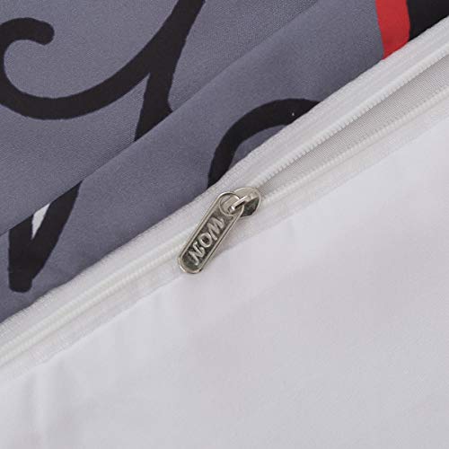 Juego de ropa de cama Sugar Skull Rojo Girasol y edredón de calavera Funda nórdica para Halloween Esqueleto gótico Skullon Decoración Juego de cama con 1 fundas de almohada Tamaño doble 200X200cm