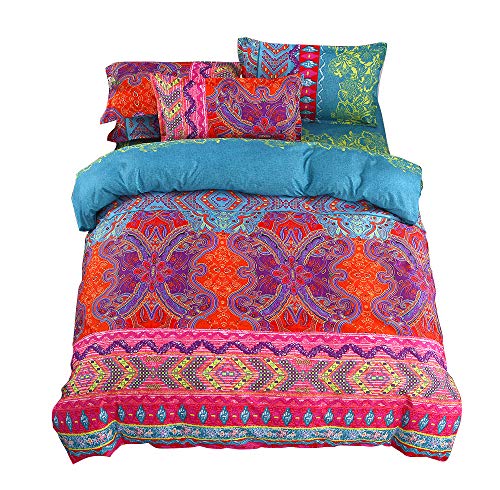 Juego de sábanas cómodas y Suaves Juego de Ropa de Cama con Estilo Bohemio, 100% poliéster, antialérgico, Anti decoloración, impresión HD para Todo el Mundo