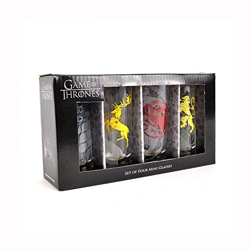 Juego de tronos juego de 4 vasos Stark Targaryen Lannister Baratheon Cresta Shot Glasses 10cl