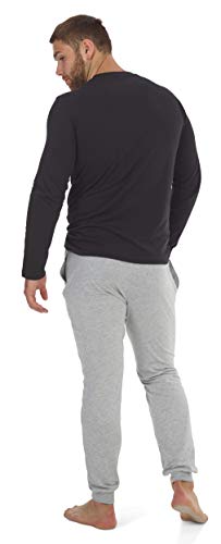 Juego de Tronos Pijama Hombre Mujer Se Acerca el Invierno, Pijamas Dos Piezas de algodón de Manga Larga Invierno, Emblemas de diseño Casas de Juego de Tronos, Regalos para Mujeres Hombres (S, Negro)