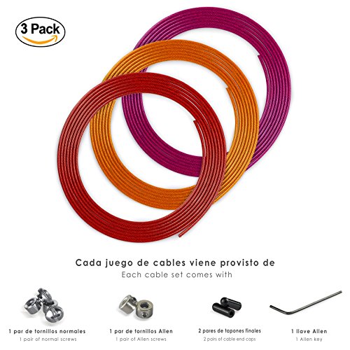 Juego Kit Cables de Repuesto para Comba de Velocidad para Fitness, Crossfit y Boxeo, 3 Unidades de 2,5mm Acero Recubierto PVC, incluye tornillos, tapones, protector de cables y bolsa de transporte