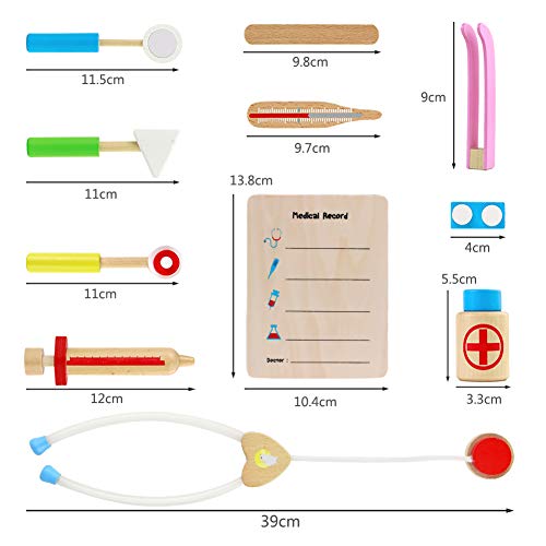 Juegos de Médicos Juguetes de Madera Médicos Set Juego para Niños y Niñas Incluye 12 Accesorios