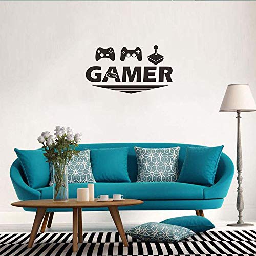 Jugador con Controlador La Pared Etiqueta, Pegatinas de Pared de Videojuegos, Gamer World Extraíble para Net Bar Living Rooms Dormitorio Playroom Paredes Decoración de Fondo