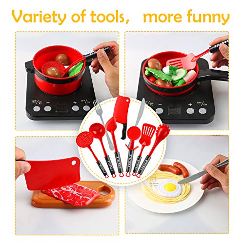 Jugar Cocina Juguete, Utensilios Cocina Juguete Pretender Juego de Ollas con Sartenes, Olla, Verduras Mini Accesorios Cocina Juguetes Regalo para Niños 3 Años(34PCS)